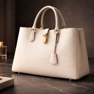 Cream leather tote bag