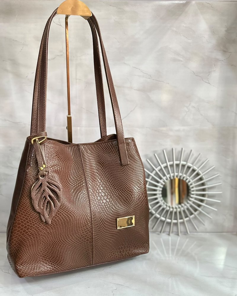 Bolso tote de cuero grabado para oficina, CRSTYLE